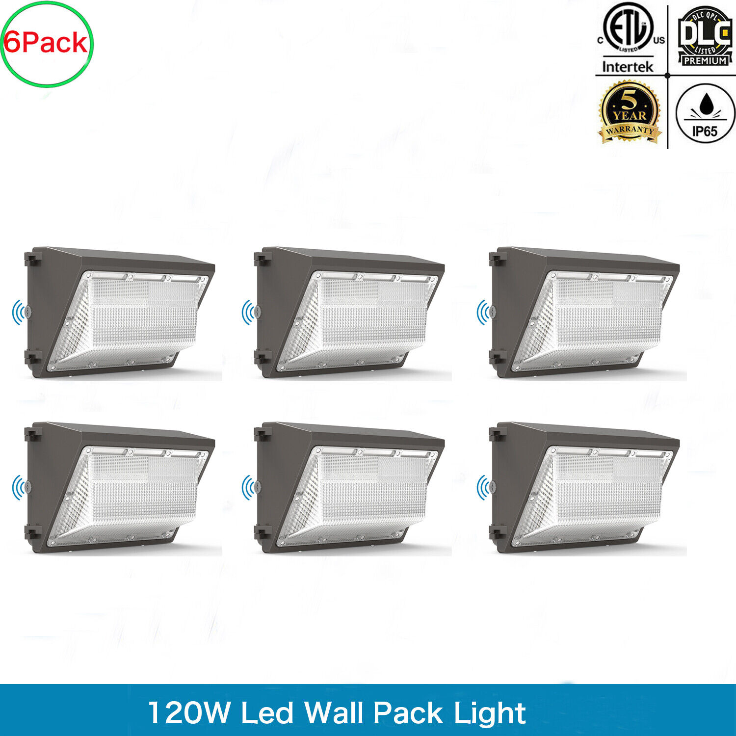 6PCS 120W Led Wall Pack Light photocell Dusk to Dawn Commercial Outdoor Security