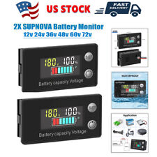 2PCS Battery Monitor Meter 12V 24V 36V 48V 60V 72V Capacity Tester With Alarm US picture