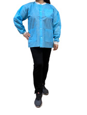 Disposable Small Lab JACKET 3 Pocket Blue or Pink 5 pieces Hip Length picture