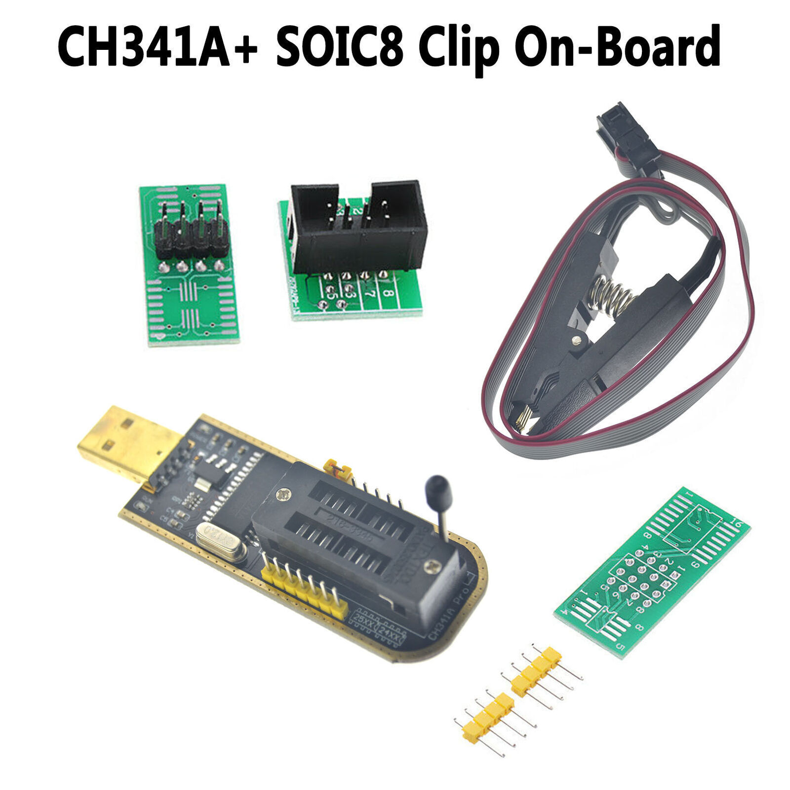 CH341A 24 25 Series EEPROM Flash BIOS USB Programmer + SOIC8 Clip On-Board Hot