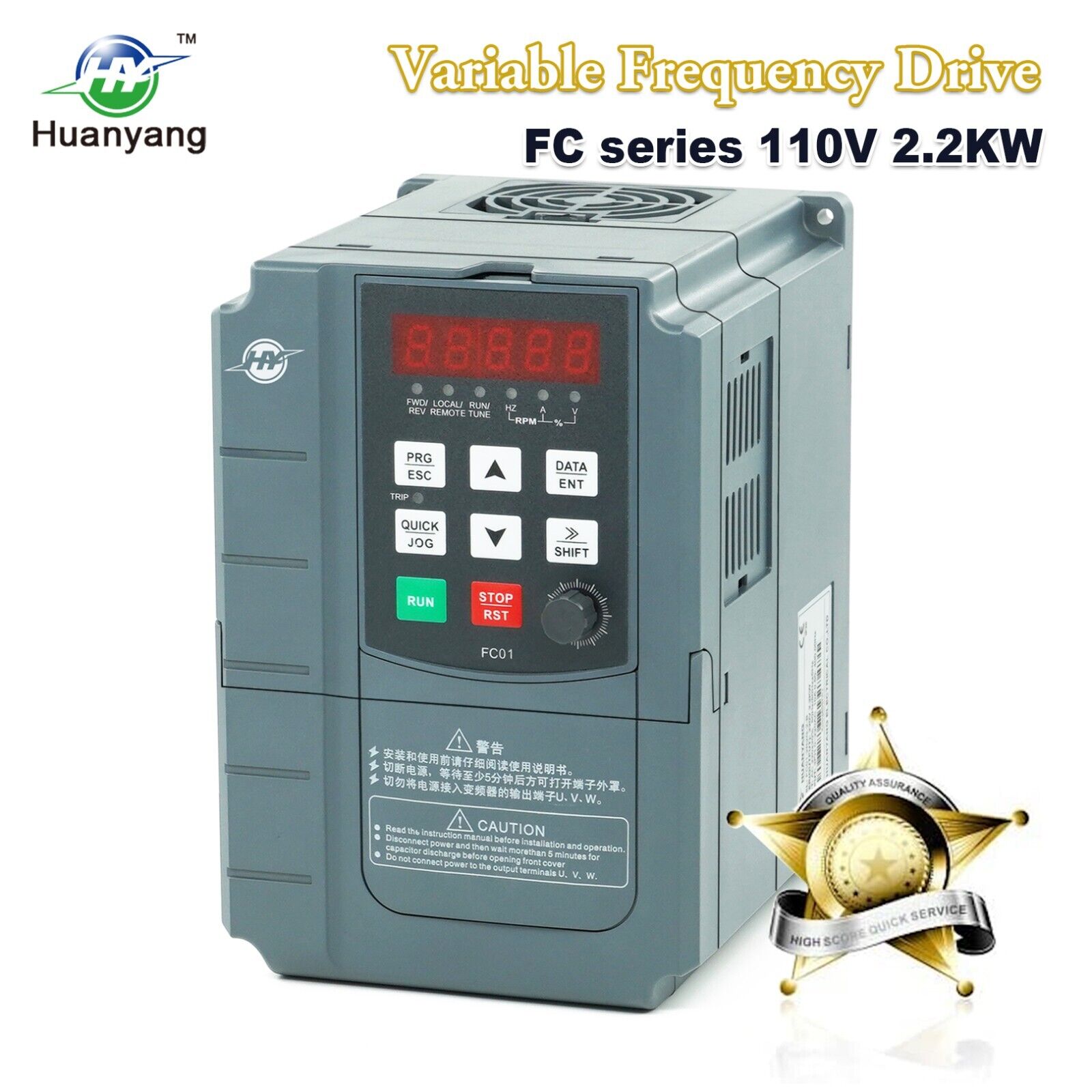 Huanyang inverter Single to 3 Phase Variable Frequency Drive 2.2KW 3HP 110V VFD