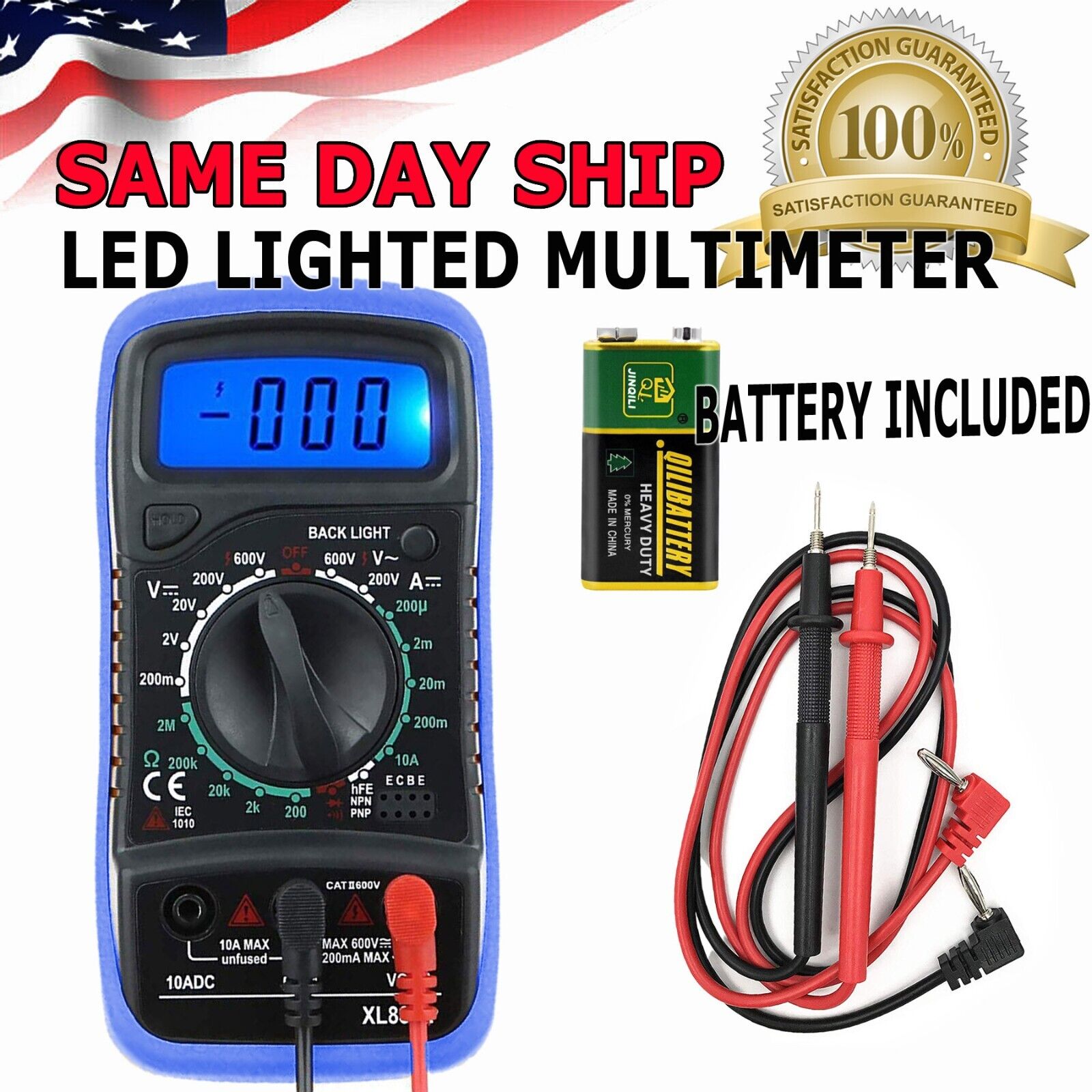Digital Multimeter AC DC Voltmeter Ammeter Ohmmeter Volt Tester Meter XL830L