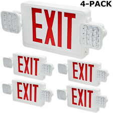 Red LED Exit Sign Emergency Light Combo,AC 120/277V,ABS Fire Resistant picture