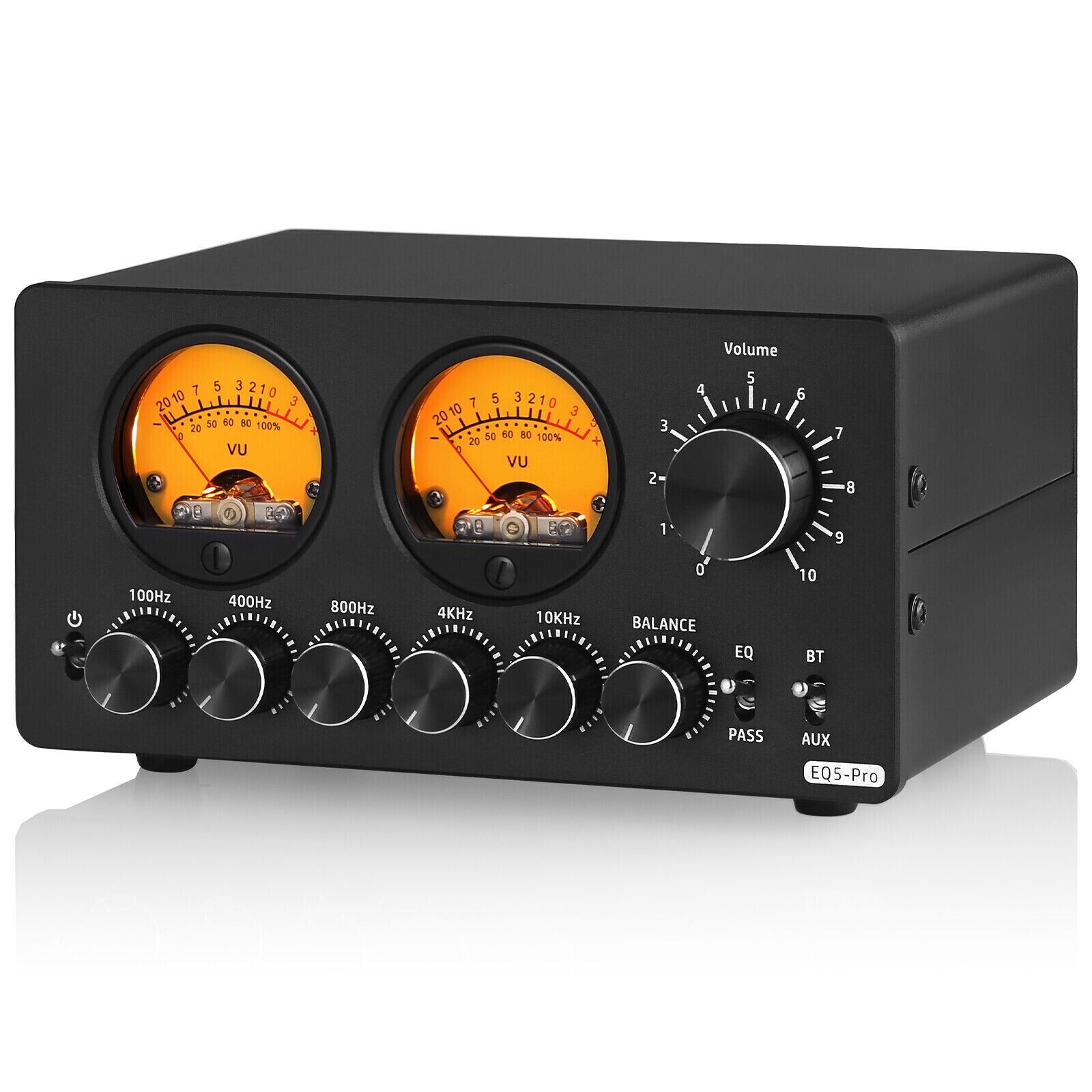 5-Band EQ5-PRO Equalizer Stereo Audio Preamp Speaker Receiver VU Meter Bluetooth