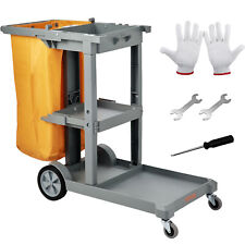 VEVOR Janitorial Trolley Cleaning Cart with PVC Bag for Housekeeping Office picture