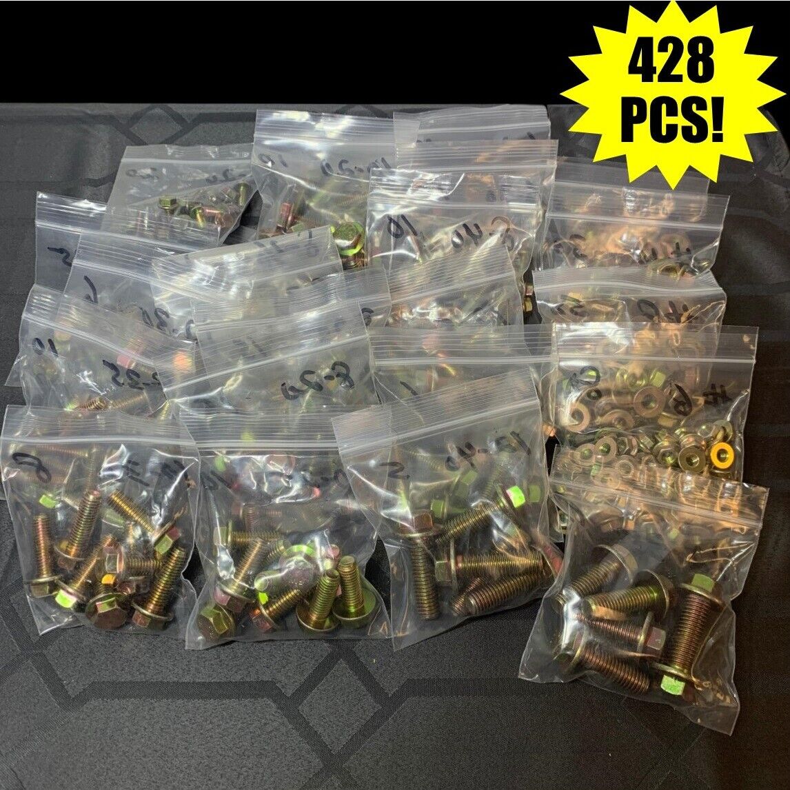 Grade 10.9 Metric Flange Bolt & Flange Nut Yellow Assortment Kit - 428 Pieces