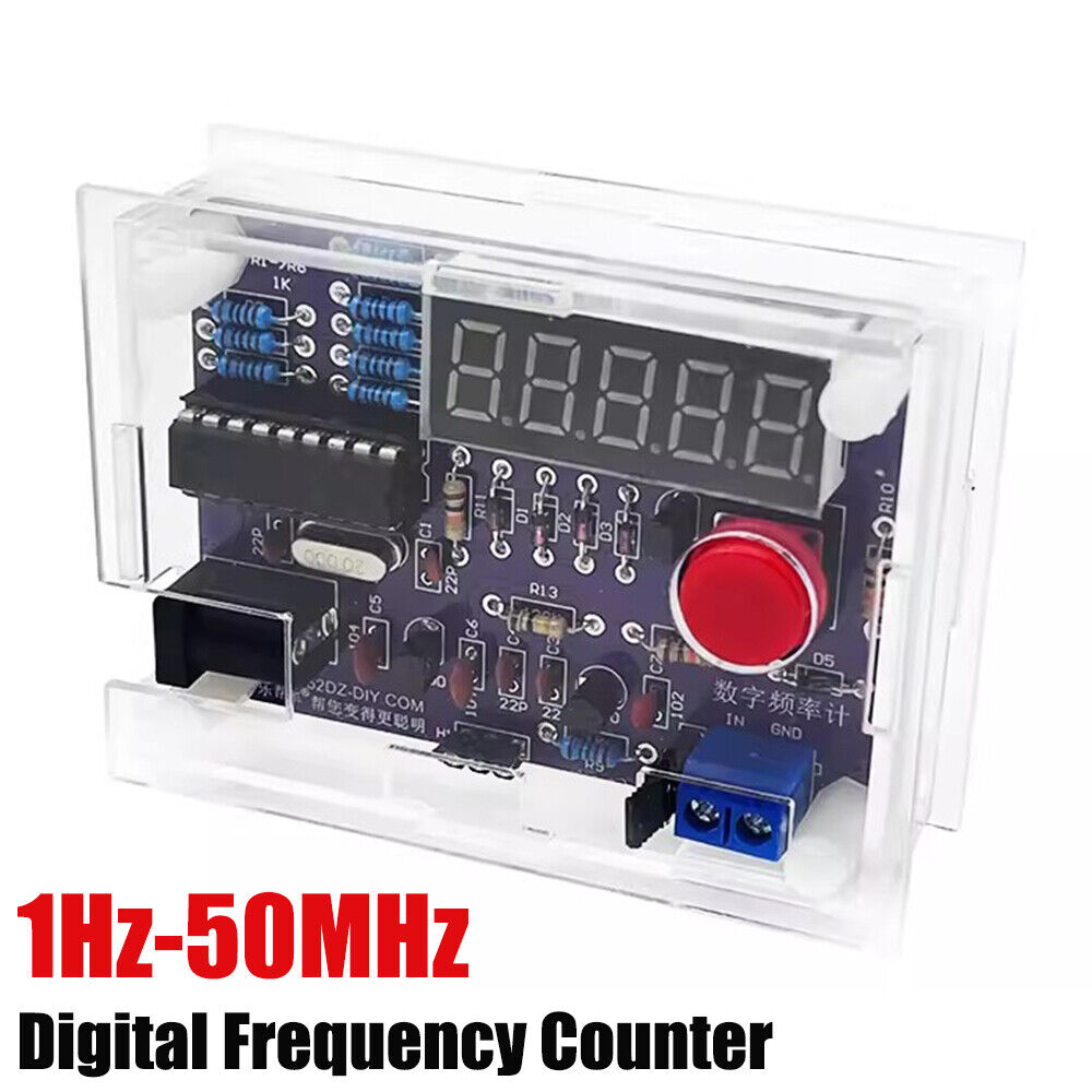 1Hz-50MHz DIY Frequency Crystal Counter Meter Oscillator Tester w/ Acrylic Shell