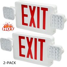 2 Pack Red LED Exit Sign, UL Emergency Light - Dual LED Lamp ABS Fire Resistance picture