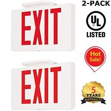 2-PACK LED Emergency Exit Light Sign - Battery Backup Red Letter Side Light picture