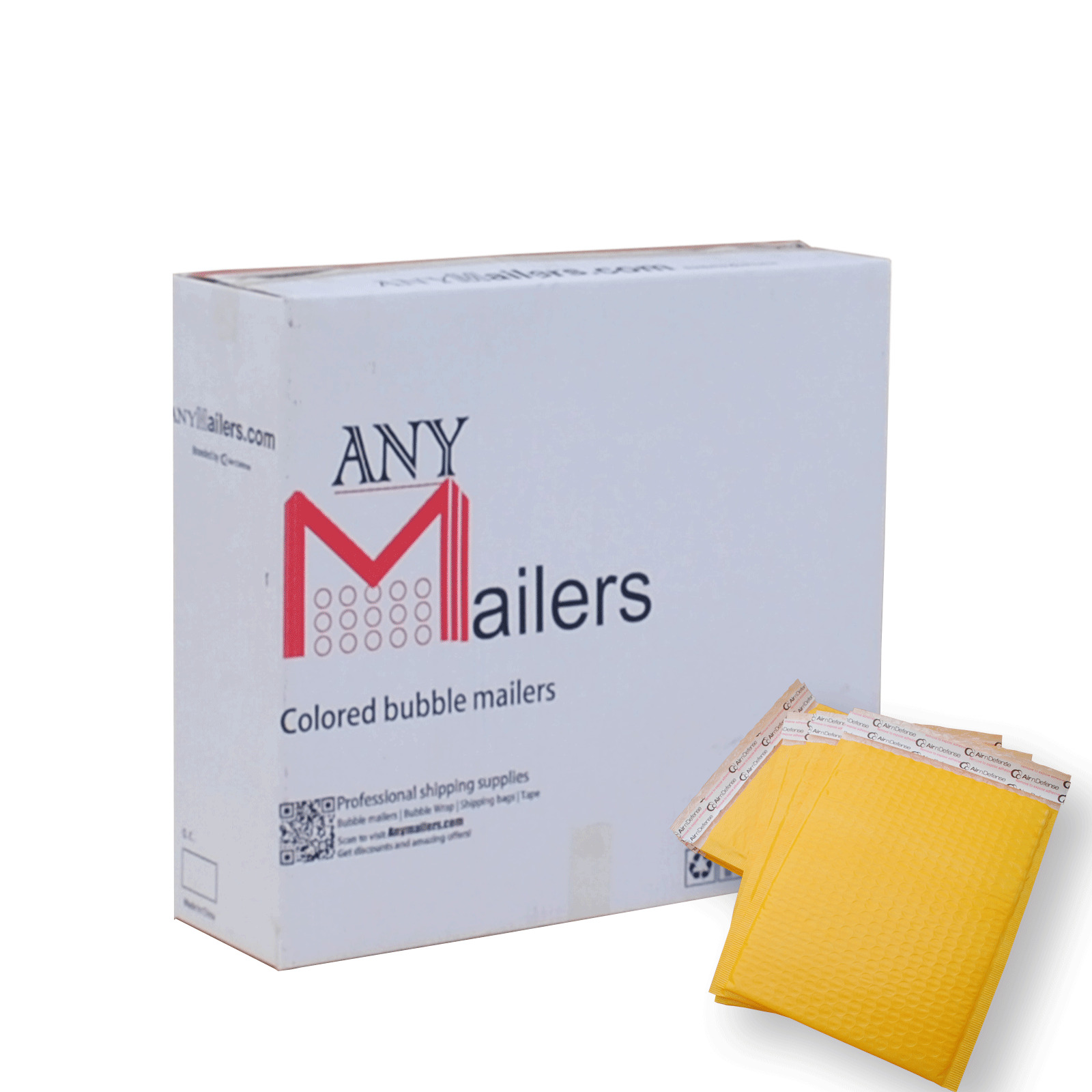 AirnDefense Any Size Yellow Poly Bubble Mailers Plastic Shipping Padded Envelope