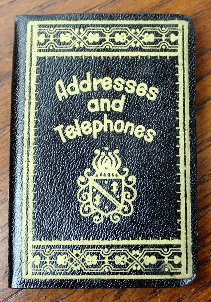 Vintage 1950s Miniature Vinyl Address Black Book w/ Alphabetical Tabs - Japan