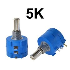 5K Ohm Rotary Potentiometer Variable Dial Resistor Precision 10-Multiturn Blue picture