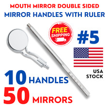 60 PCs Mouth Mirrors Double Sided Front Surface No.5 + Scale Handles Dental USPS picture