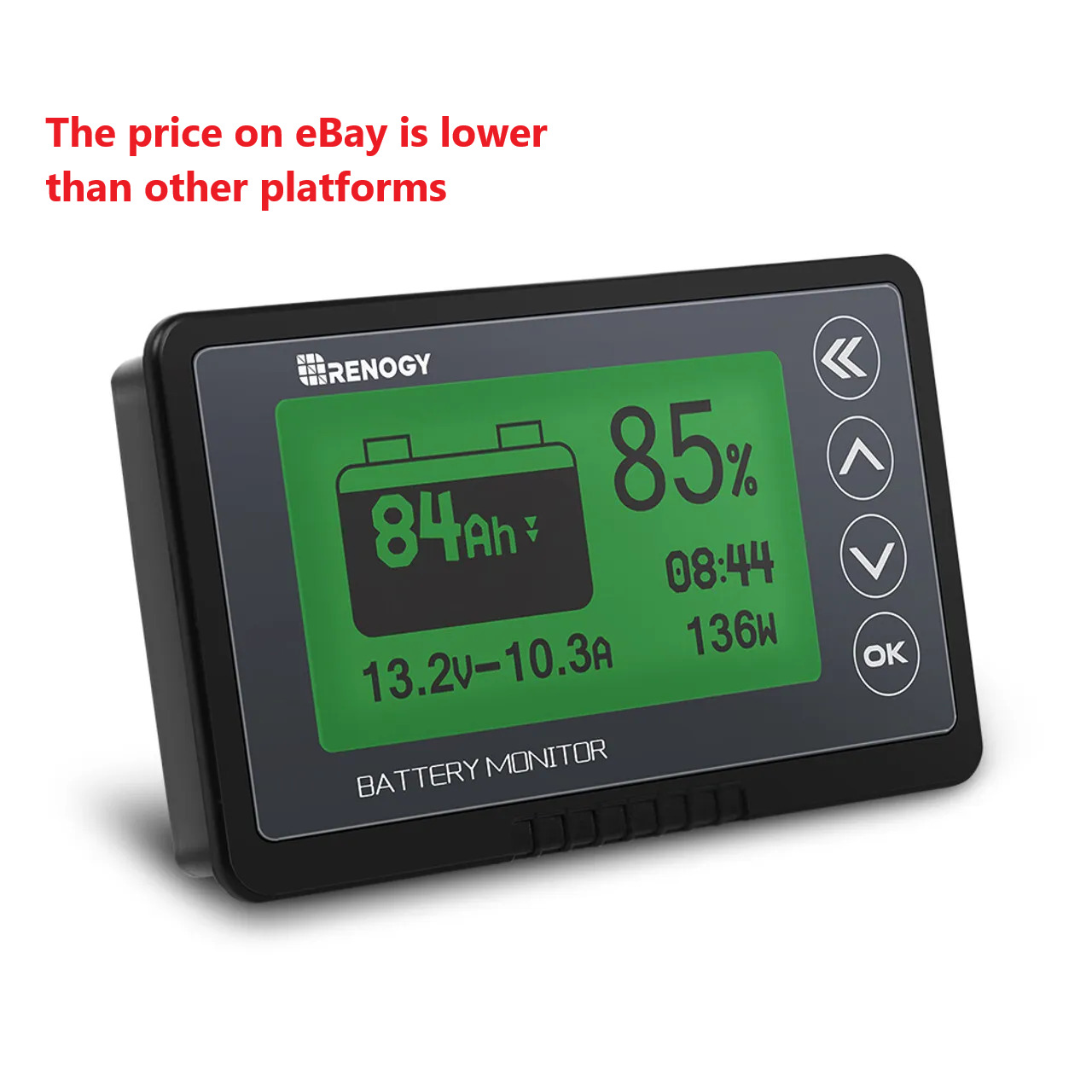 Renogy 500A Battery Monitor with Shunt, High and Low Voltage Programmable Alarm
