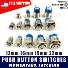 Metal Push Button Switch 12/16/19/22mm Momentary Latching High Head Car Boat LED picture
