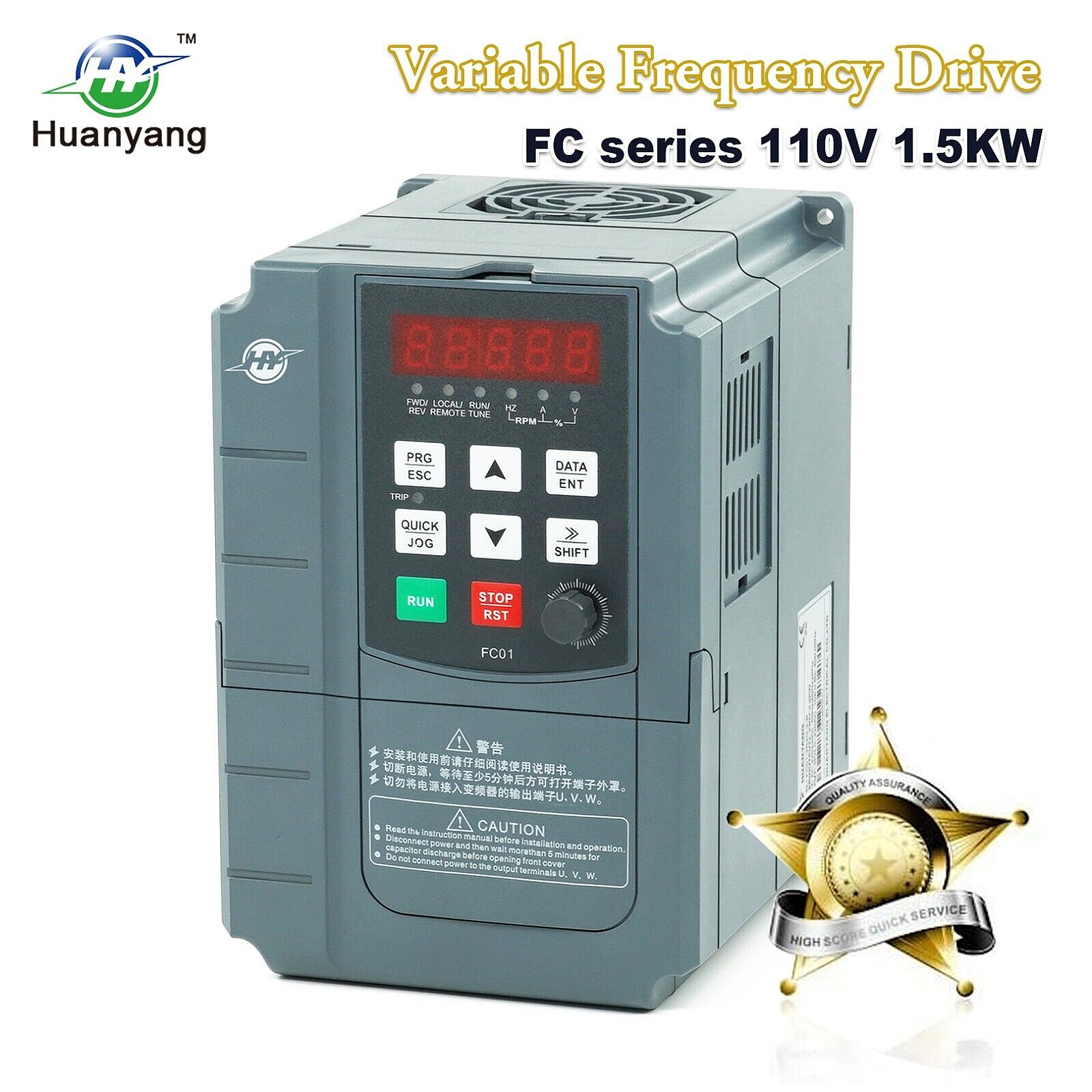 Huanyang inverter Single to 3 Phase Variable Frequency Drive 1.5KW 2HP 110V VFD