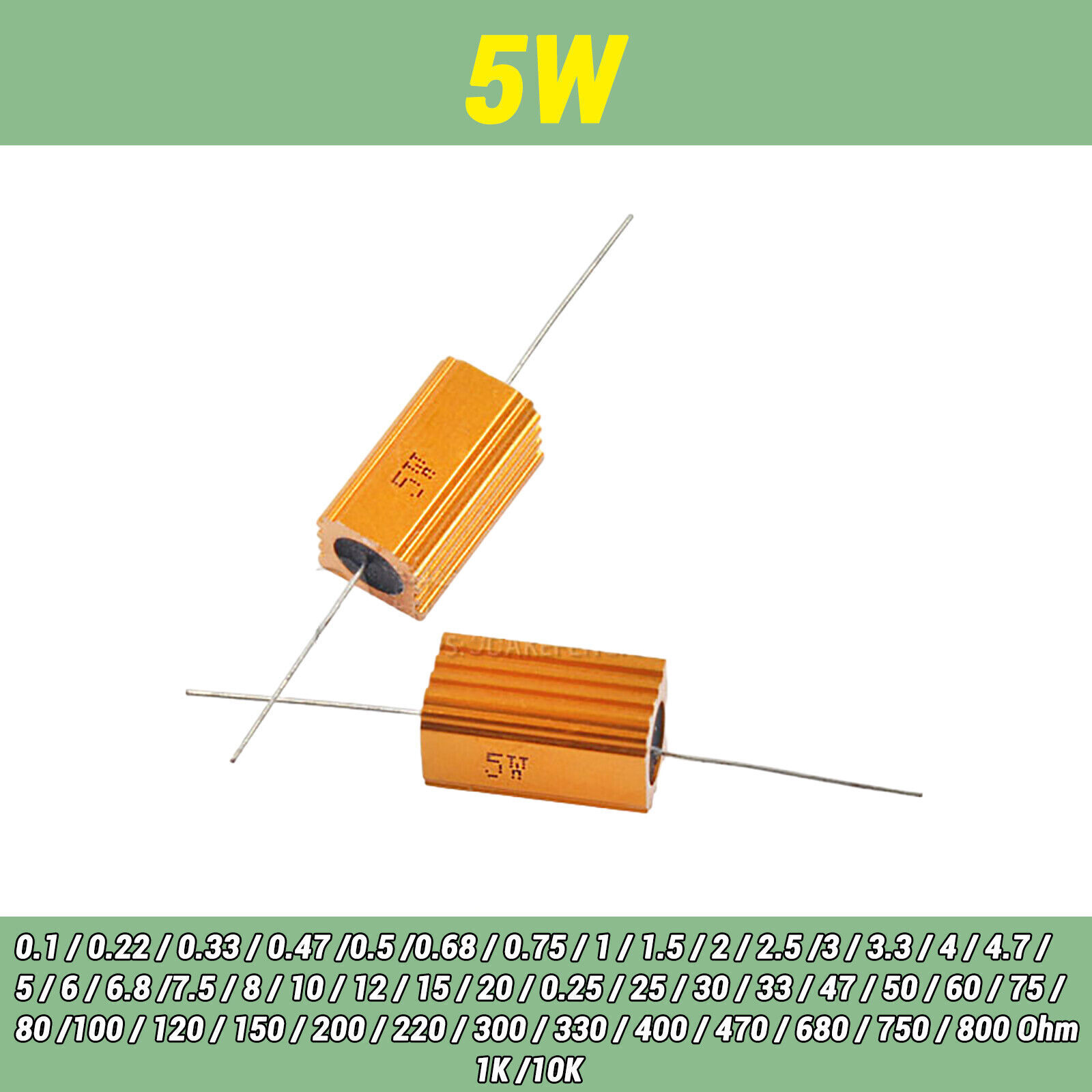 5/10 ~ 500W Watt High Power Aluminum shell Wirewound Metal Resistor 0.1-10KΩ Ohm