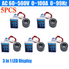 5pcs AC 60-500V 0-100A 22mm 3 in 1 Voltmeter Ammeter LED Digital Volt/AMP Meter picture