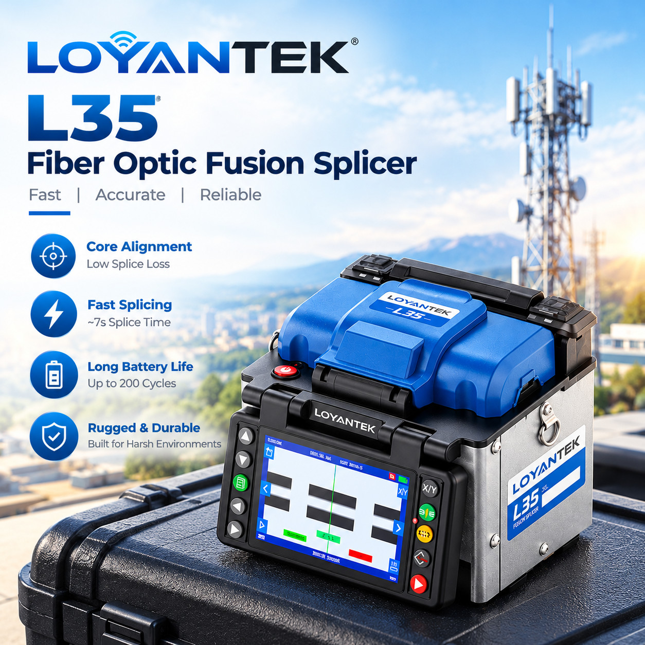 LOYANTEK L35 Mini Fusion Splicer  5200mAh battery Fiber Cleaver Fiber Stripper