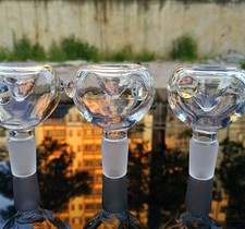 3Packs  14mm Male Slide Tobacco Bowl Glass for Water Pipes - Round Clear picture