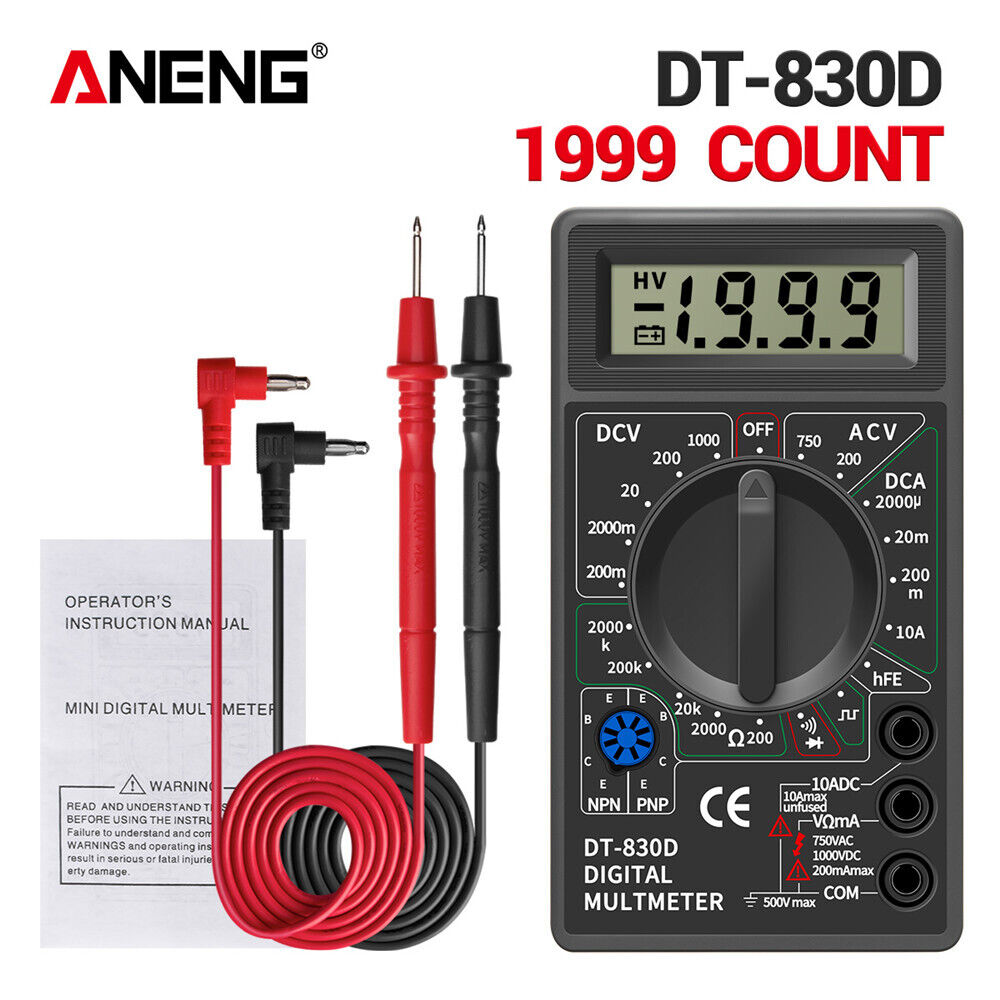 DT830D Mini Digital Multimeter Voltmeter Voltage Ampere Ohm Tester DC AC Ammeter