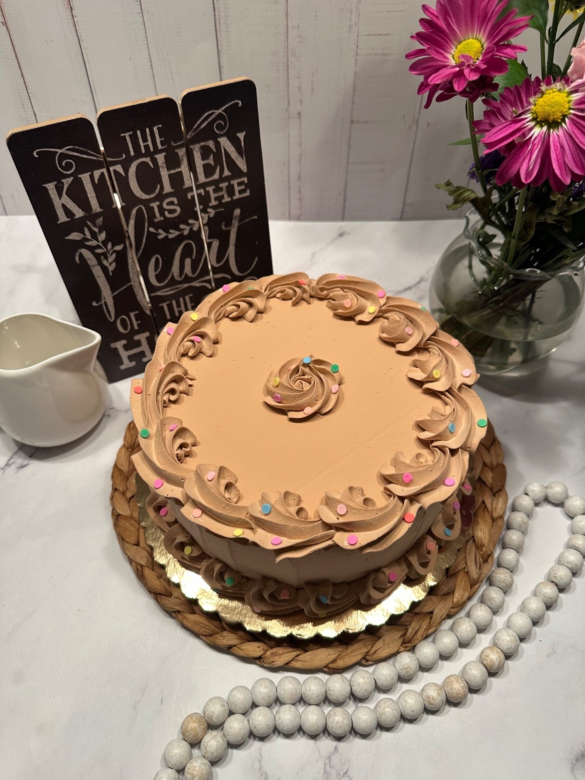 DEZICAKES Fake Chocolate Birthday Cake with Confetti