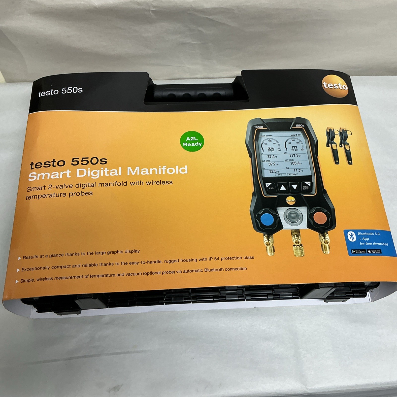 Testo 550s Smart Kit - Digital Manifold with 2 Way Valve, 115i Temp Probes (x2)