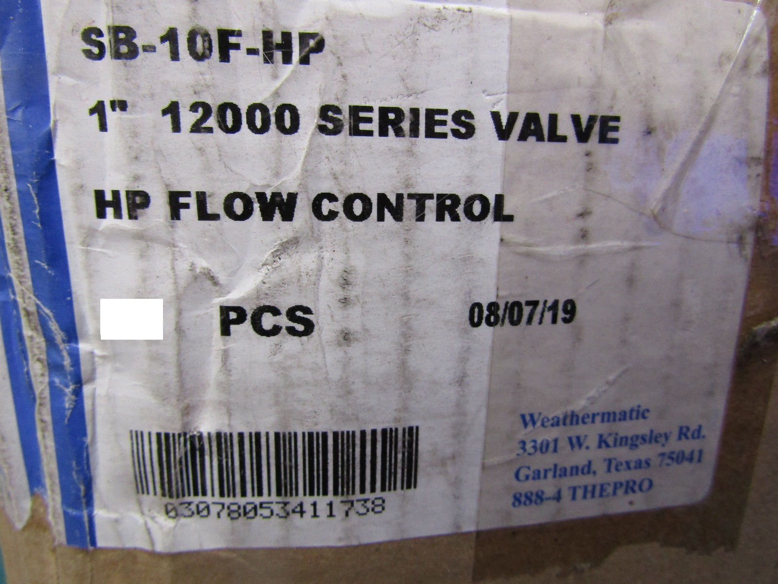 1– Weathermatic SB-10F-HP, 12000 Series Valve 1” HP Flow Control Sprinkler Valve
