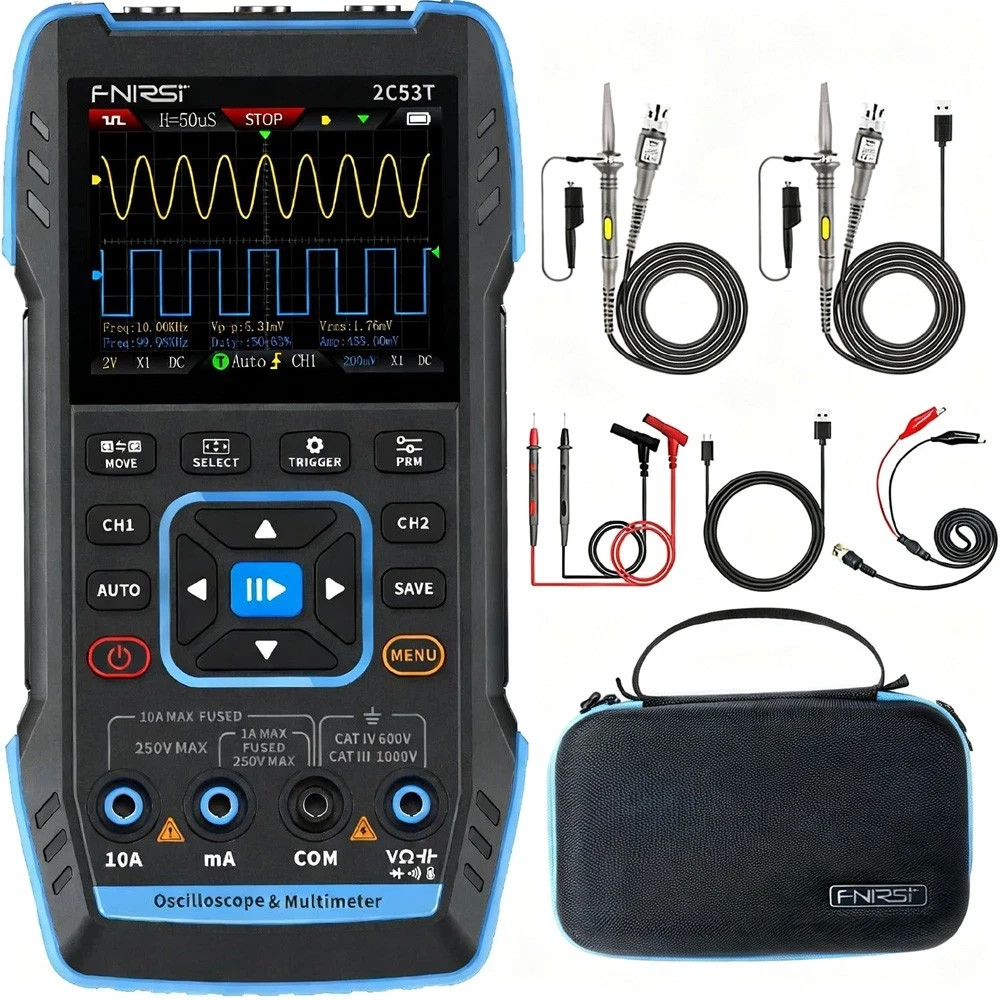 FNIRSI 2C53T 3in1 Digital Oscilloscope TouchScreen 50MHz Multimeter Signal Lab