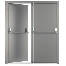 VIZ-PRO Quick Mount Fire Exit Door (Double) with Panic Bar, Gray picture