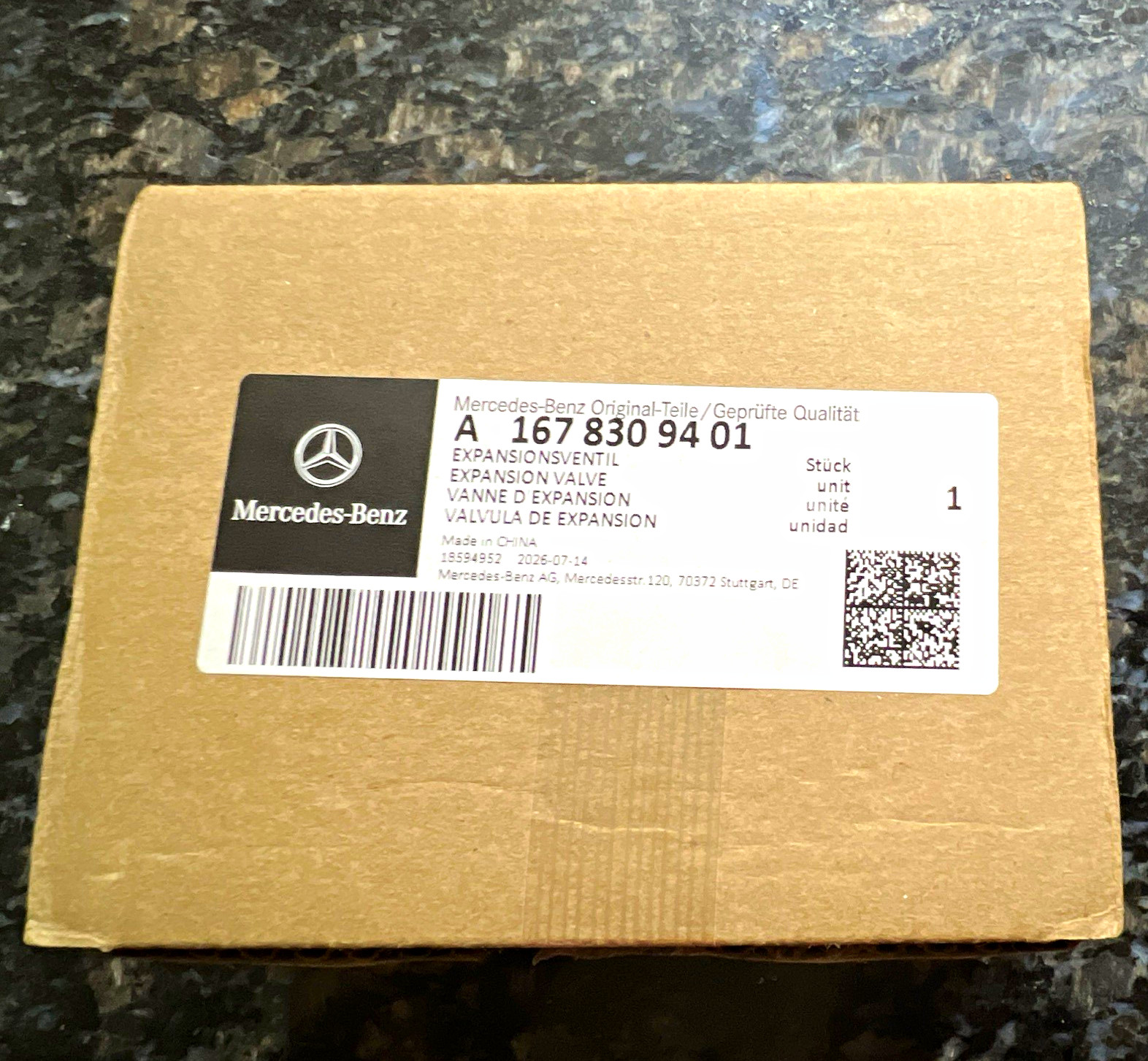 Mercedes-Benz Expansion Valve Manual for Refrigerant A 167 830 94 01