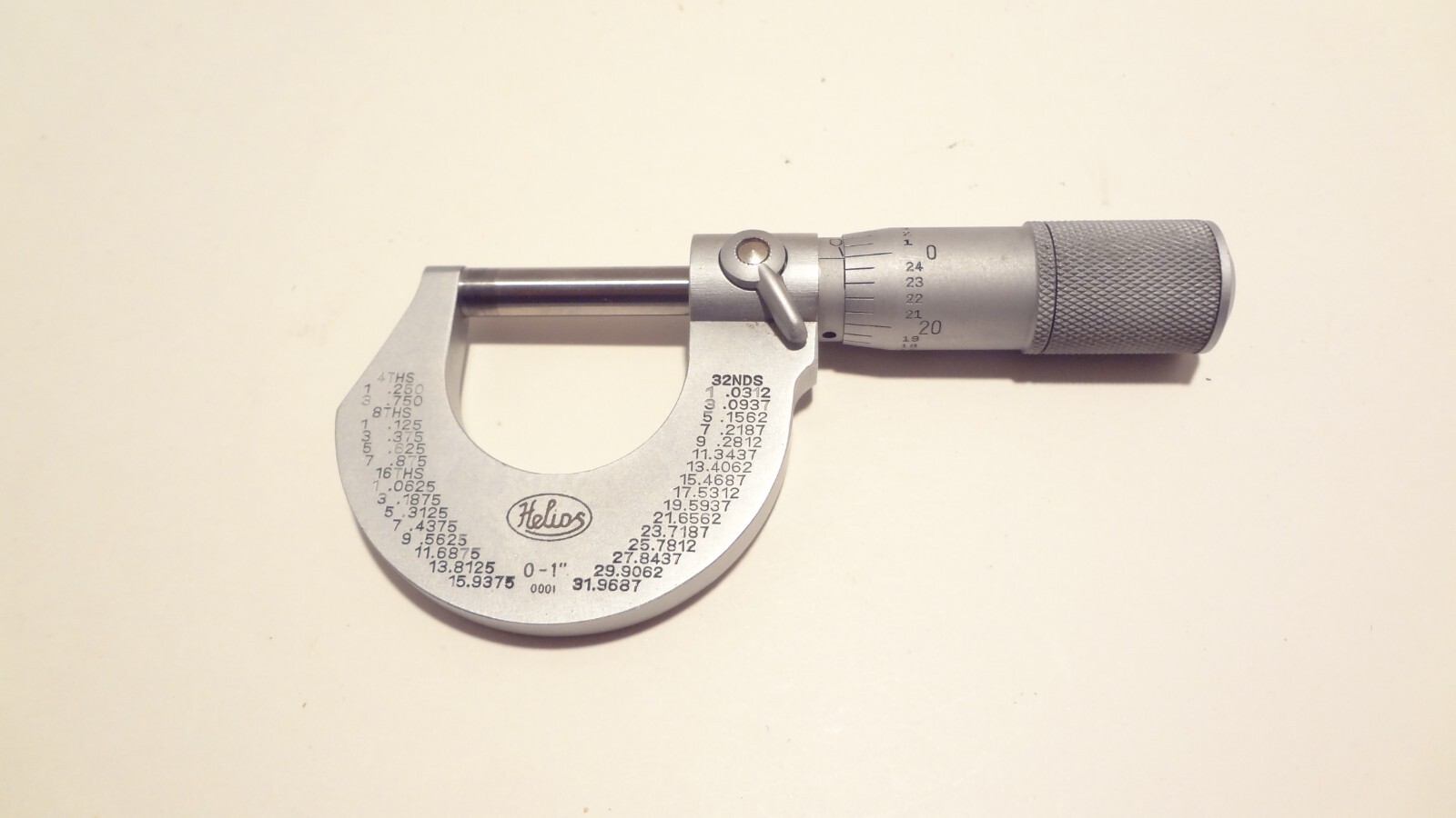 FOWLER HELIOS P/N 52-235-001  MICROMETER 0-1