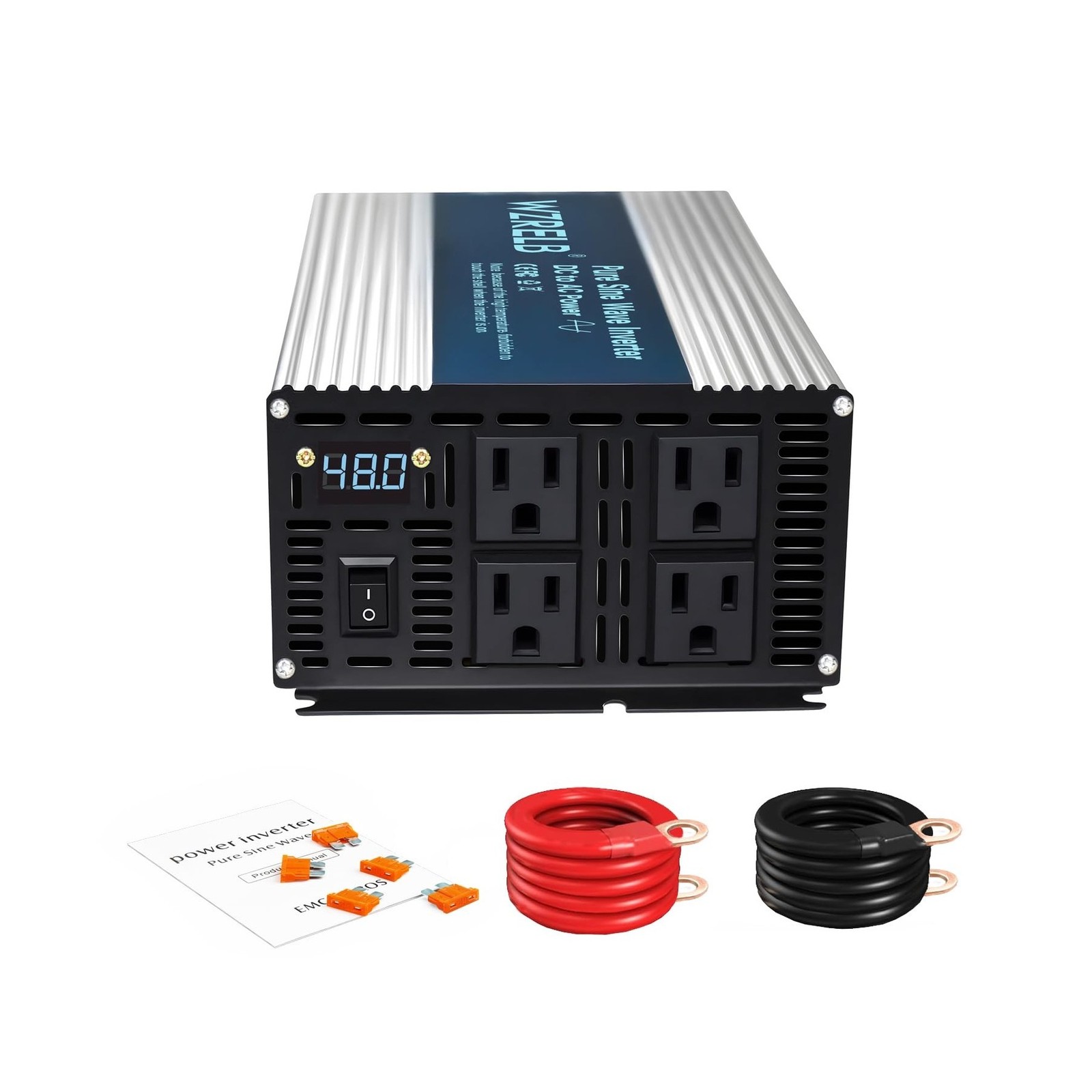 WZRELB 2000W Pure Sine Wave Inverter 48V DC to 110V 120V AC Power Converter w...