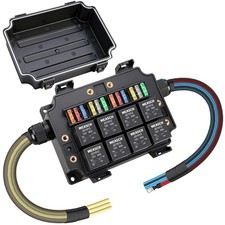 12V 12 Way Pre-Wired Waterproof Fuse Relay Box, 8 Relays and 12ATC/ATO Blade picture