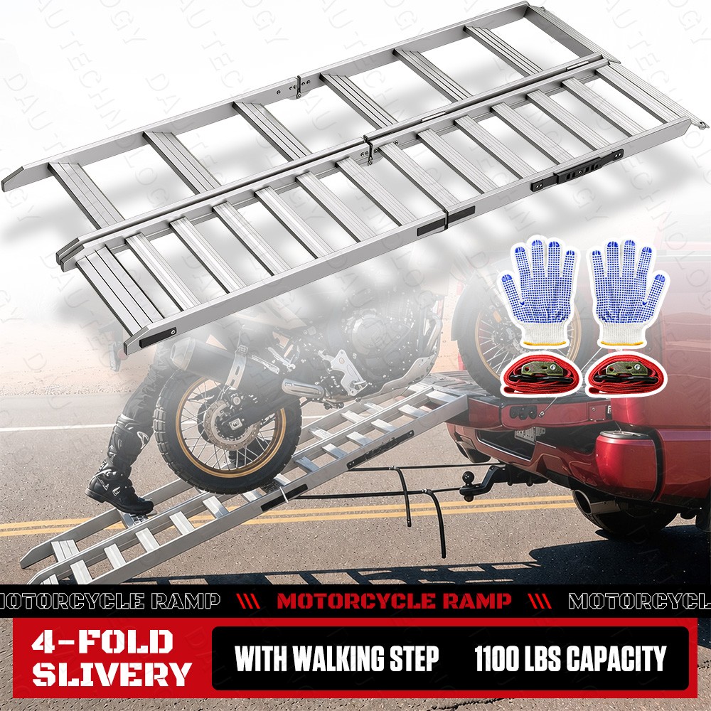 1PC Loading Ramp Aluminum for ATV UTV Motorcycle Truck 1100 lbs Capacity 4-Fold