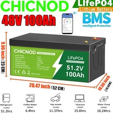 NEW 48V 100Ah LiFePO4 Lithium Battery 5120Wh Deep Cycles Built-in BMS Bluetooth picture
