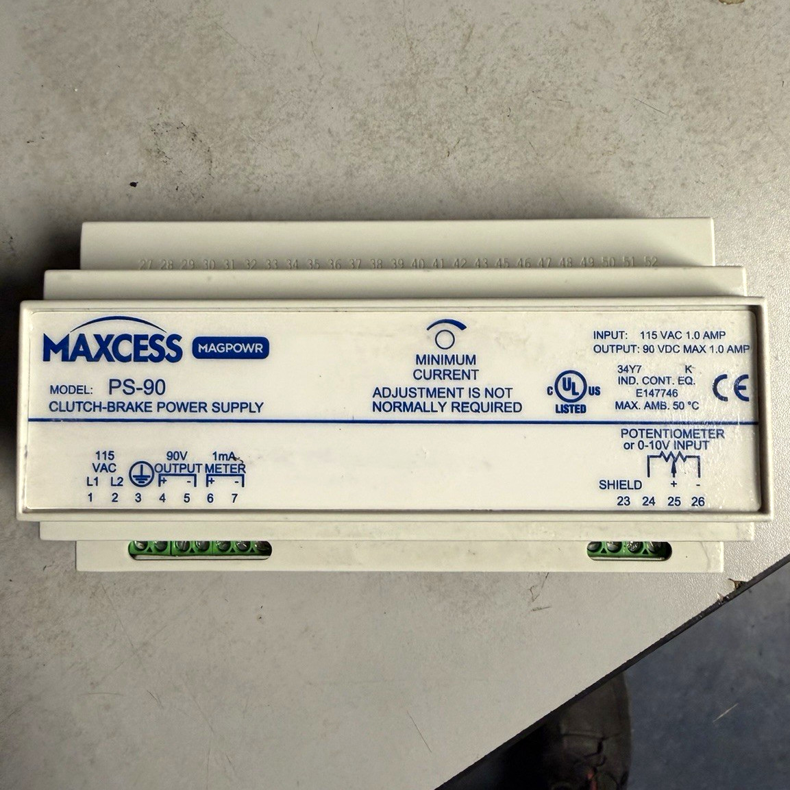 MAXCESS MAGPOWER PS-90 Enclosed Switching PSU 115VAC In 90VDC Out 10A MAXCESS MAGPOWER PS-90 Enclosed Switching PSU 115VAC In 90VDC Out 10A