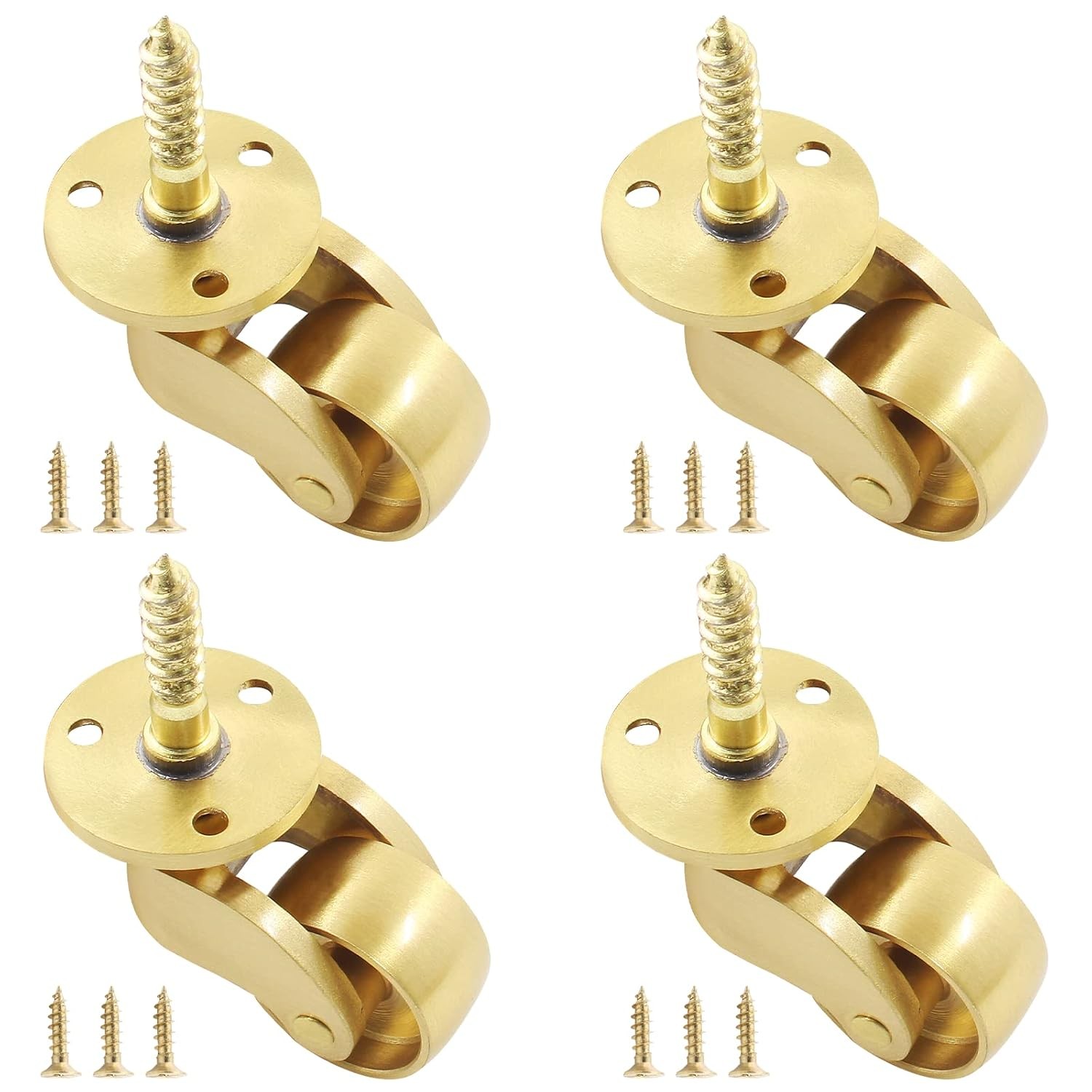 4 Pcs Universal Stem Casters Brass Castor Heavy Duty 360 Degree Rotation Swivel 