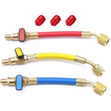 3pcs/set For R134A R410A R22 R12 Refrigerants Ball Valves Hose(Red/Yellow/Blue) picture