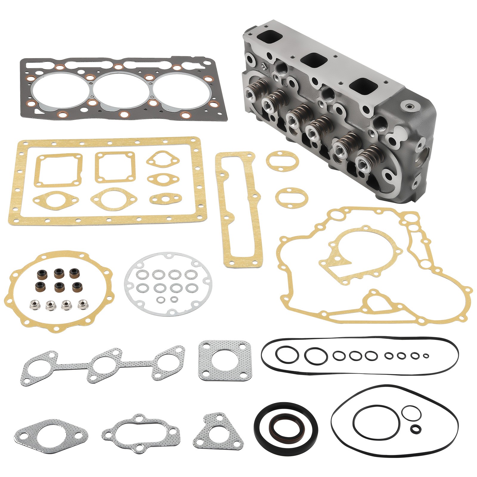 Complete Cylinder Head & Full Gaskets Kit for Kubota D1105 Engine 16022-03043