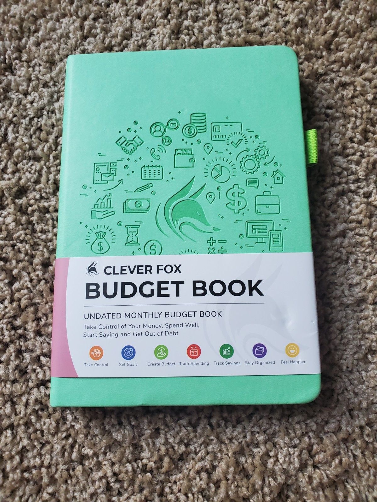 NEW Clever Fox Undated Monthly Expense Budget Planner Green Hardcover