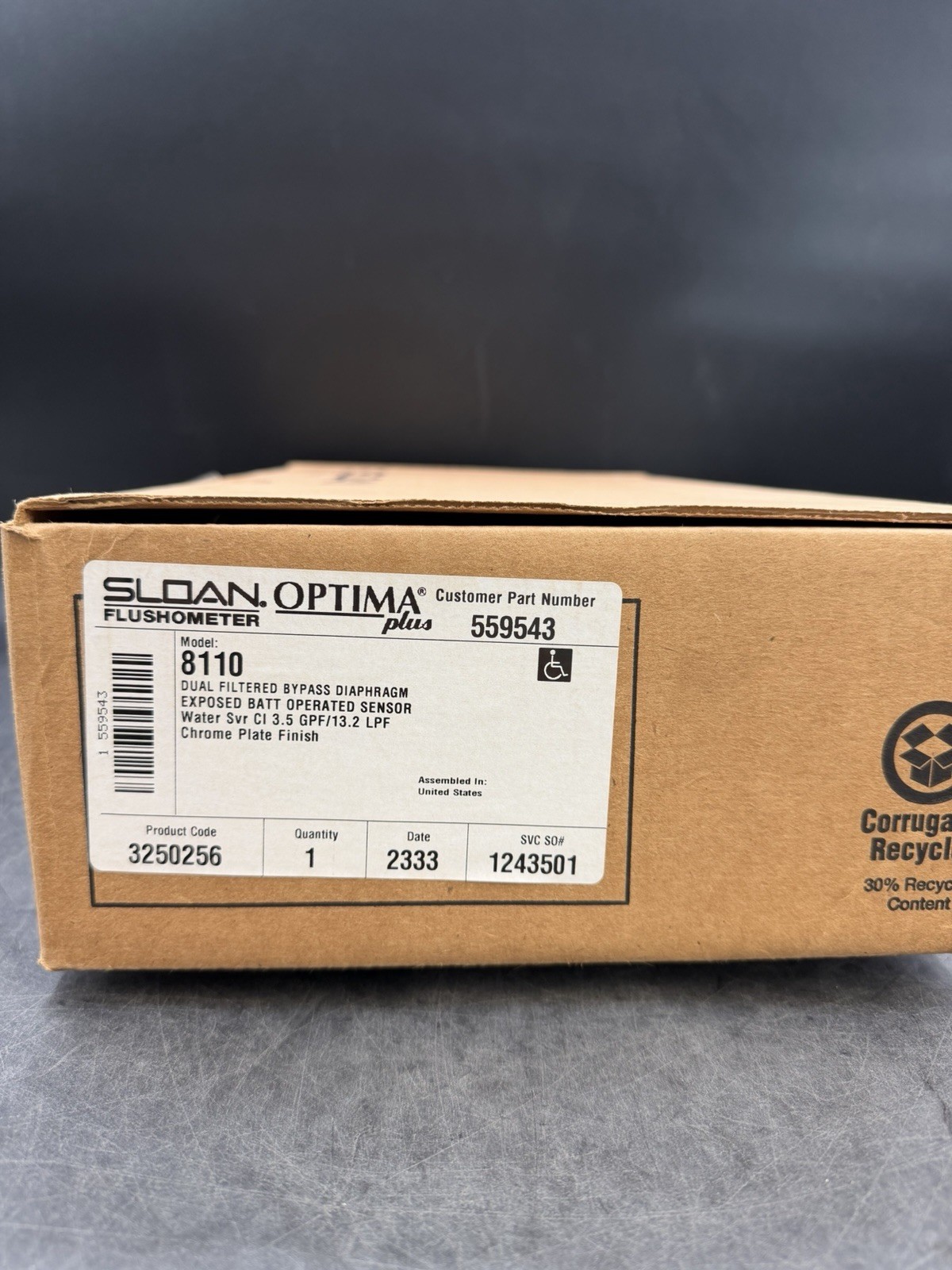 SLOAN OPTIMA PLUS 8110 FLUSHOMETER FOR Toilet
