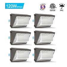 6 Pack 120W LED Wall Pack Light Dusk to Dawn Commercial Outdoor Security Light picture