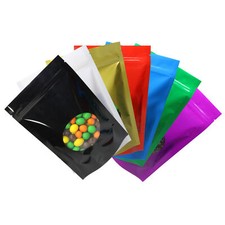 100pcs of Various Glossy Colors and Sizes Foil Stand Up Resealable Packing Bags picture