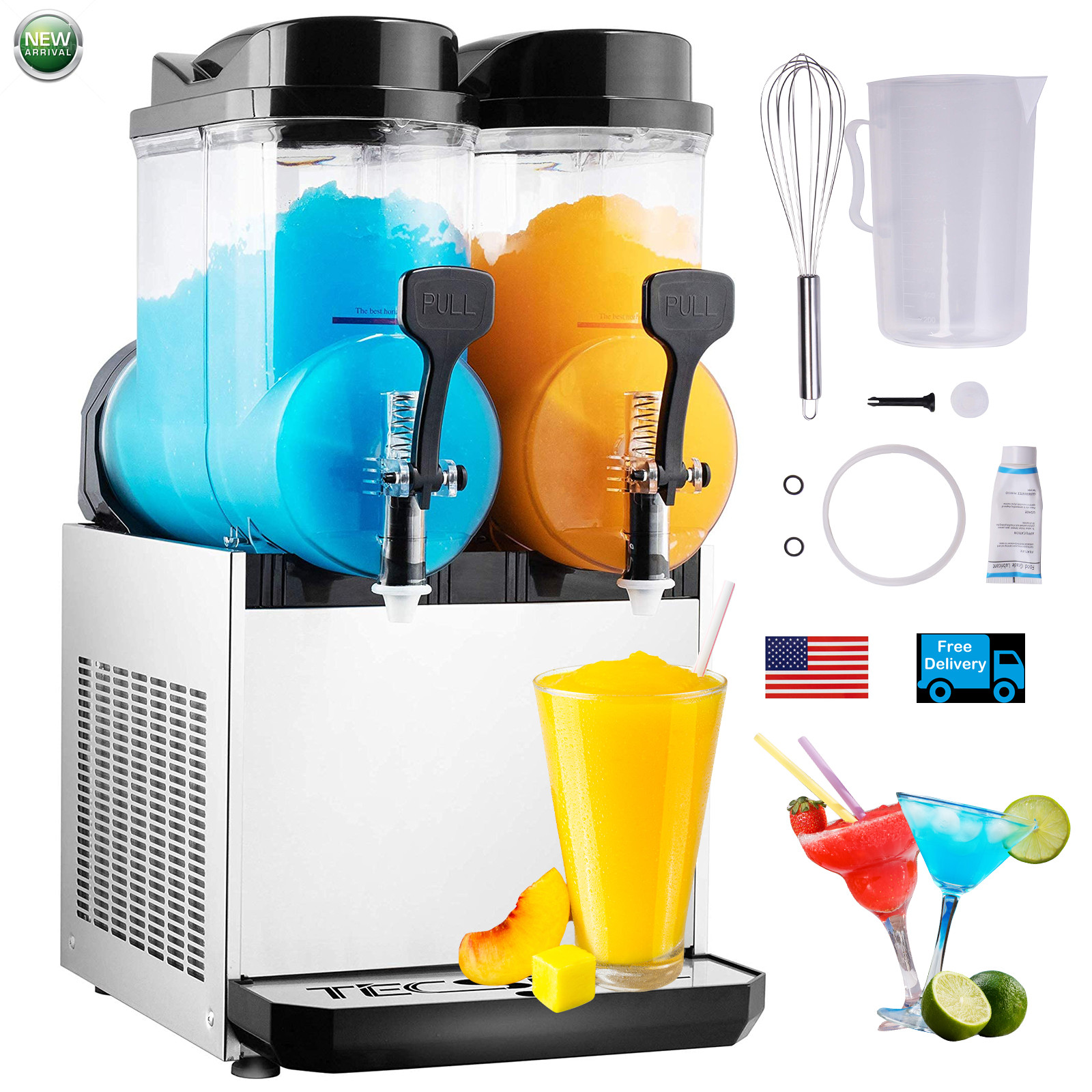 Ginkman Commercial 2 Tanks 30L Frozen Drink Slushy Making Machine Smoothie Maker Ginkman Commercial 2 Tanks 30L Frozen Drink Slushy Making Machine Smoothie Maker