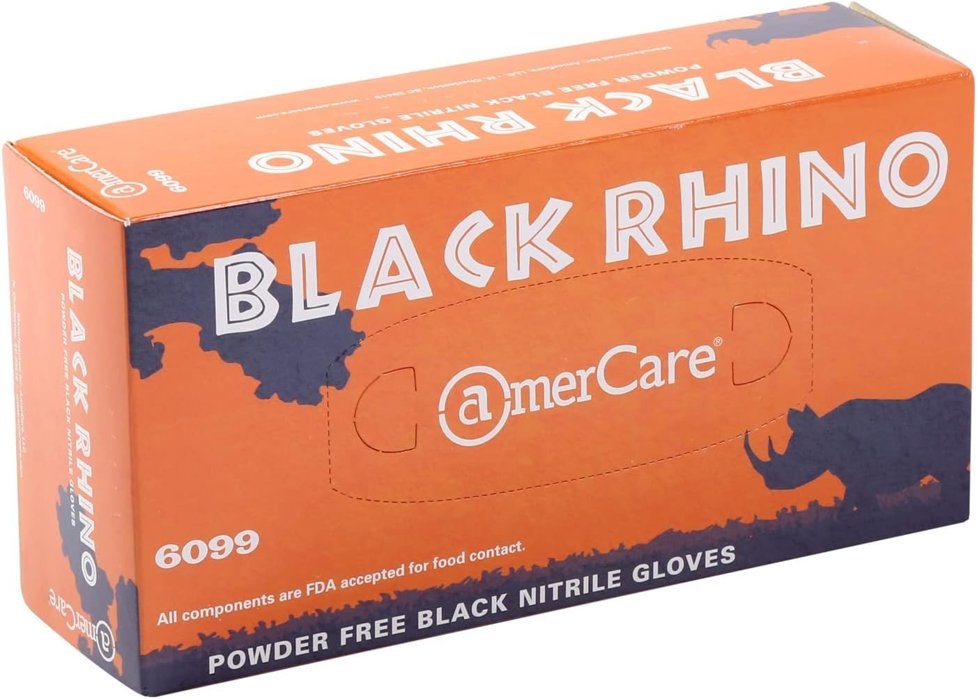 AmerCare Black Rhino Powder Free Food Safe Nitrile Gloves, 100 Pack Large