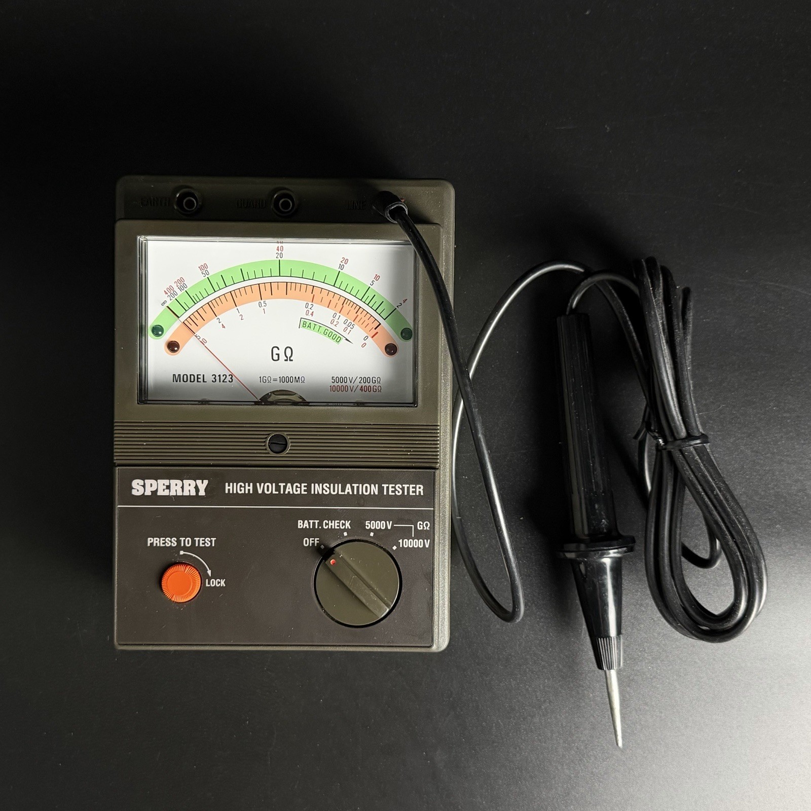 A.W. Sperry 3123 Analog High Voltage Insulation Tester - Missing Box & Cords