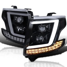 Glossy Black Smoke LED Light Bar Projector Headlights picture