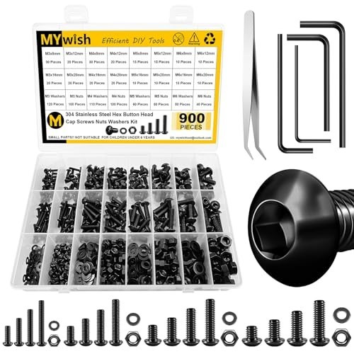 900 Piece Metric Screw Assortment Kit M3 M4 M5 M6 Bolts Nuts Washers