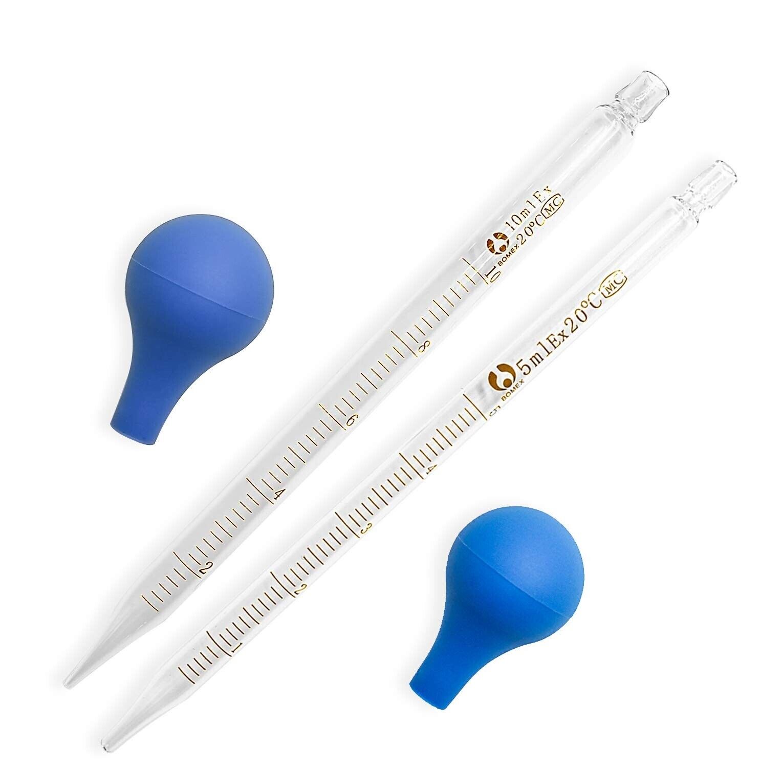 2 Pieces 5ml+10ml Glass Graduated Lab Pipette Droppers for Transfer Liquid Oil